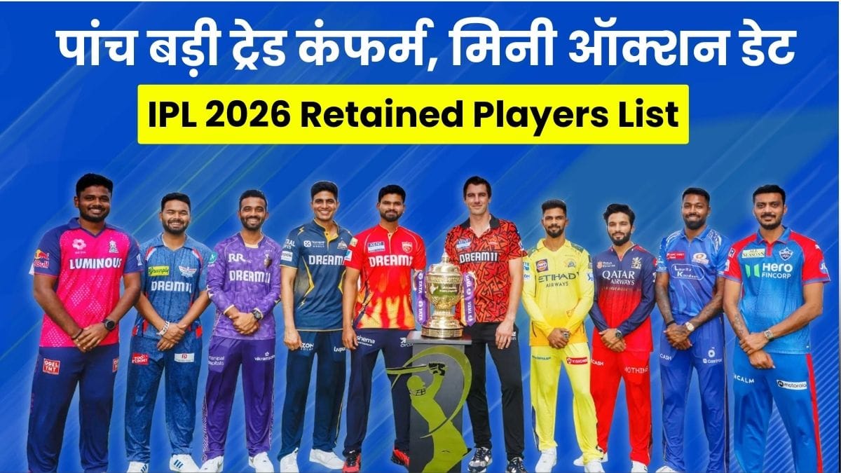 IPL 2026 Retained Players List, पांच बड़ी ट्रेड कंफर्म, मिनी ऑक्शन डेट और CLT20 शेड्यूल का ऐलान